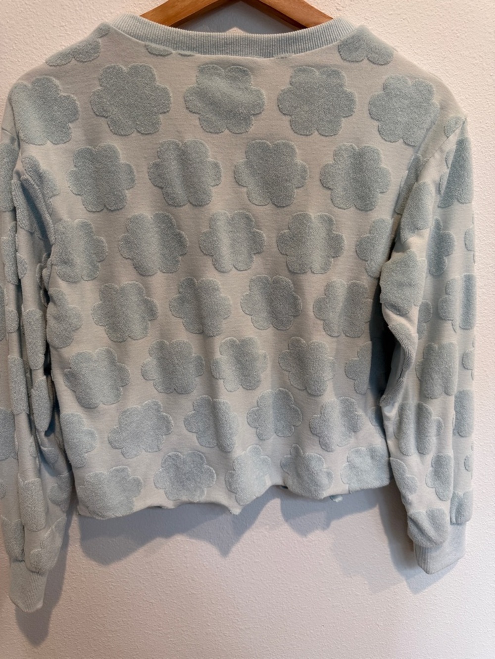 Altar'd State Light Blue Floral Appliqué Crop Sweatshirt - Picture 4 of 4